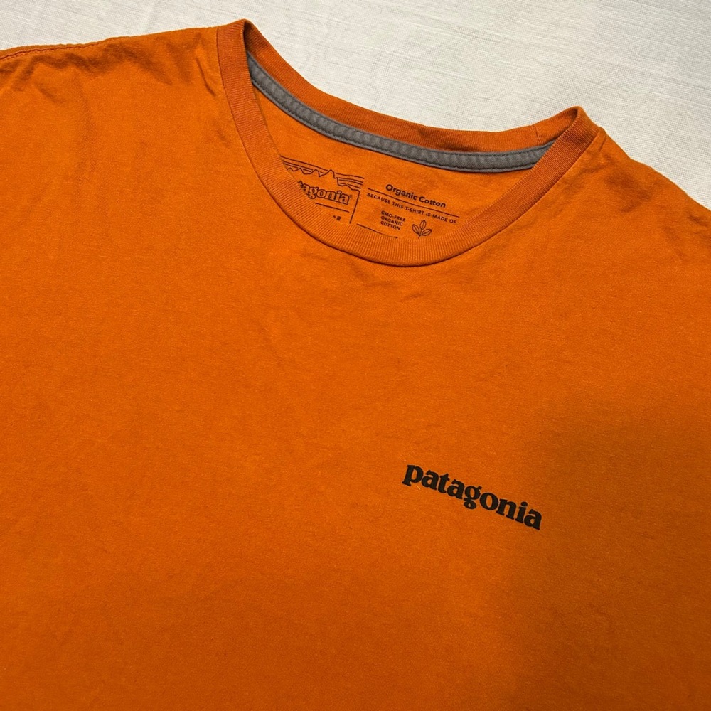 Patagonia TShirt Men S Orange Fitz Roy Logo Organic Cotton Regular Fit Short Slv